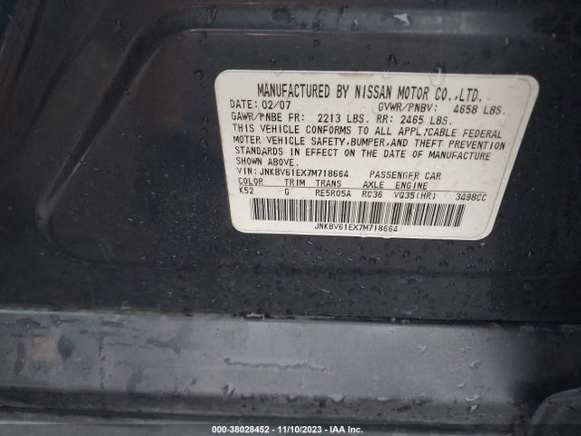 2007 INFINITI G35 JNKBV61EX7M718664 Photo 8