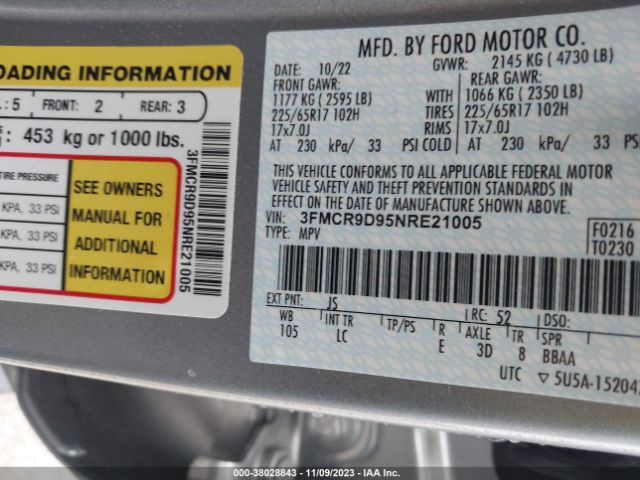 3FMCR9D95NRE21005 Ford Bronco Sport Badlands
