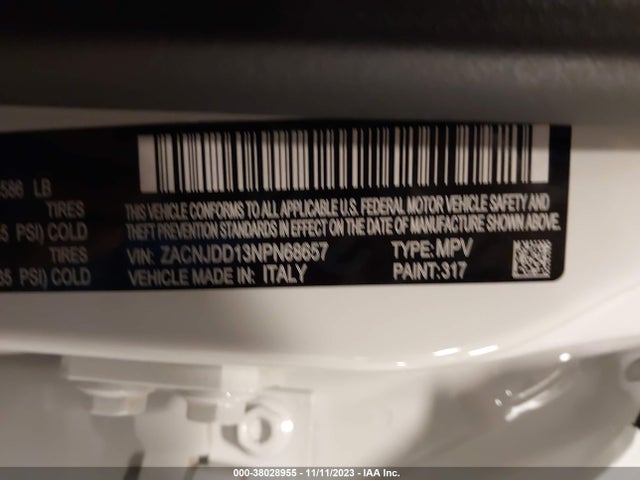 2022 JEEP RENEGADE LIMITED 4X4 VIN: ZACNJDD13NPN68657