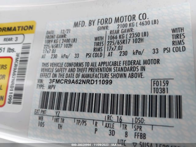 3FMCR9A62NRD11099 Ford Bronco Sport Base