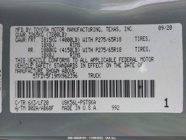 Toyota Tundra Trd Pro 2021 5TFDY5F19MX962396 Image 9