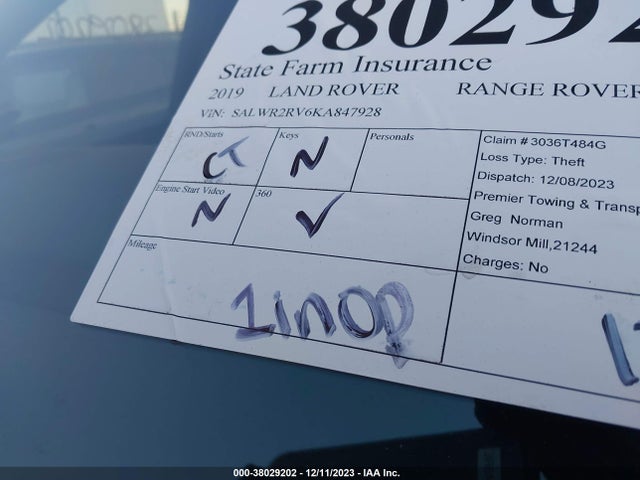SALWR2RV6KA847928 Land Rover Range Rover Sport Hse