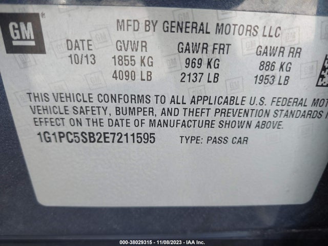 Chevrolet Cruze 1lt 2014 1G1PC5SB2E7211595 Image 9