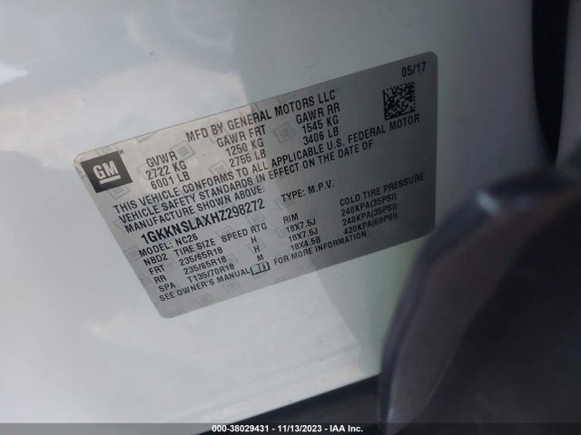GMC Acadia Sle-2 2017 1GKKNSLAXHZ298272 Image 9