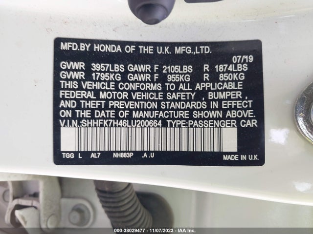 SHHFK7H46LU200664 Honda l15ba