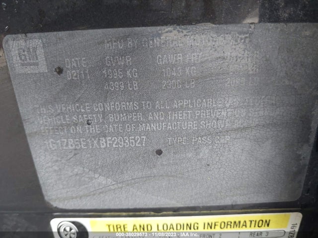 Продажа на аукционе авто 2011 Chevrolet Malibu Ls, vin: 1G1ZB5E1XBF293527, номер лота: 38029573