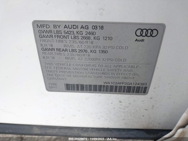 WA1C2AFP2GA124383 Audi Q5 2.0t Premium