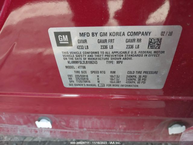 KL4MMFSL2LB106243 Buick Encore Gx Fwd Essence