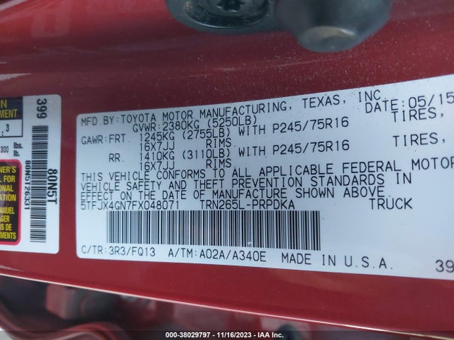 Toyota Tacoma Prerunner 2015 5TFJX4GN7FX048071 Image 9