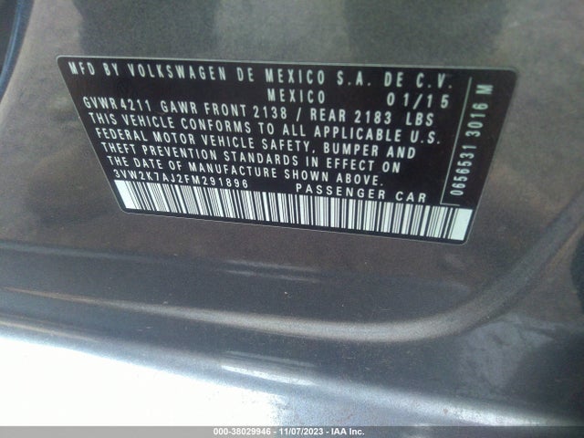 3VW2K7AJ2FM291896 Volkswagen Jetta Sedan 2.0l S