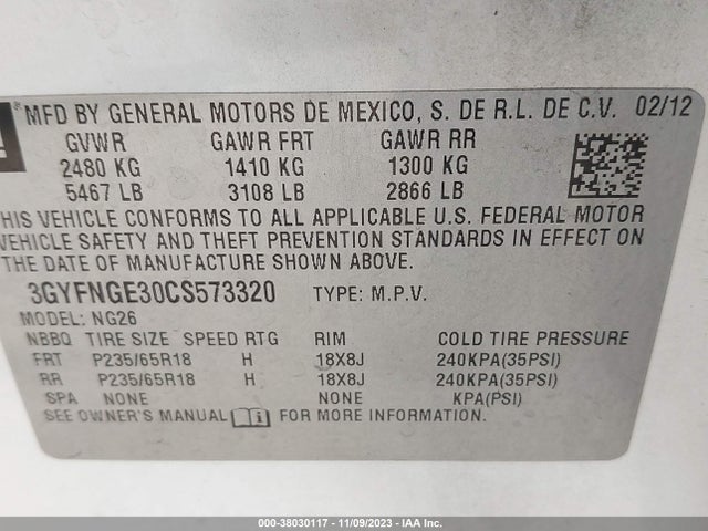2012 CADILLAC SRX 3GYFNGE30CS573320 Photo 8