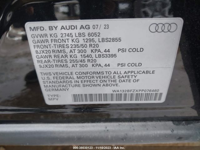 2023 AUDI Q4 SPORTBACK E-TRON WA132BFZXPP076460 Photo 8