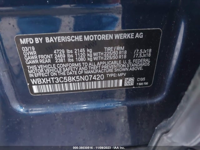2019 BMW X1 XDRIVE28I VIN: WBXHT3C58K5N07420