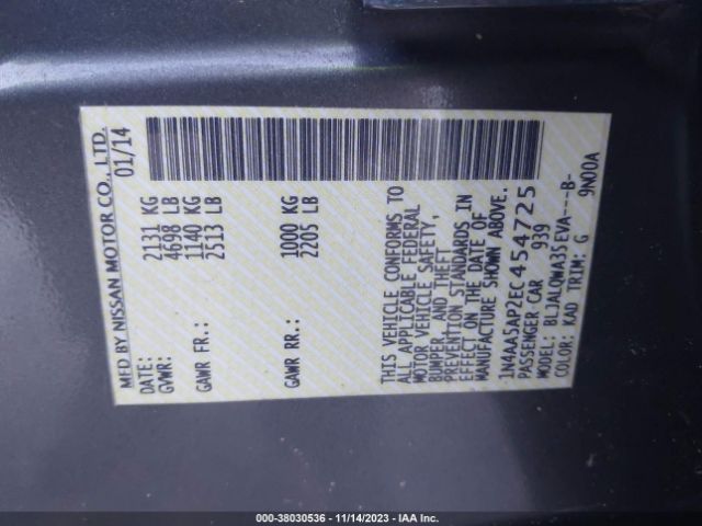1N4AA5AP2EC454725 Nissan Maxima 3.5 S/3.5 Sv