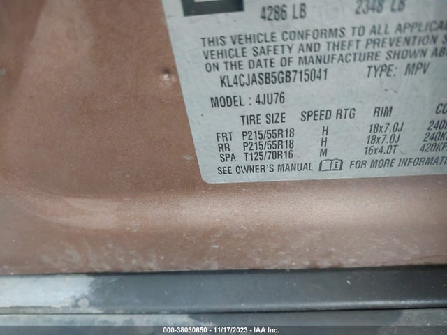 Aukcja sprzedaży 2016 Buick Encore, vin: KL4CJASB5GB715041, numer aukcji: 38030650