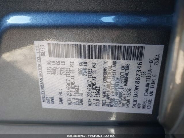 5N1BT3AB0PC887346 Nissan Rogue S Intelligent Awd