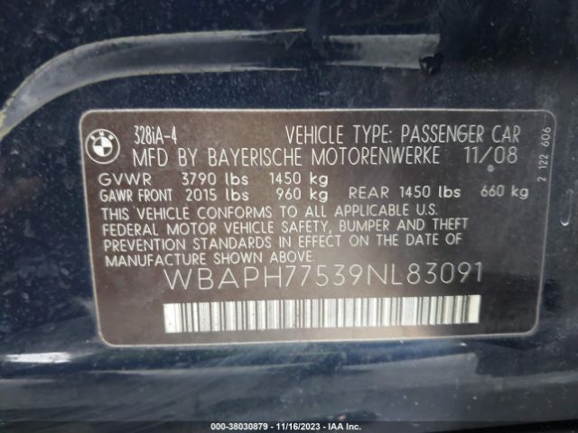 2009 BMW 3 SERIES WBAPH77539NL83091 Photo 8