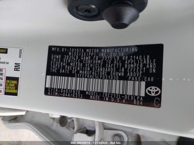 2020 TOYOTA COROLLA LE VIN: 5YFEPRAE5LP031030