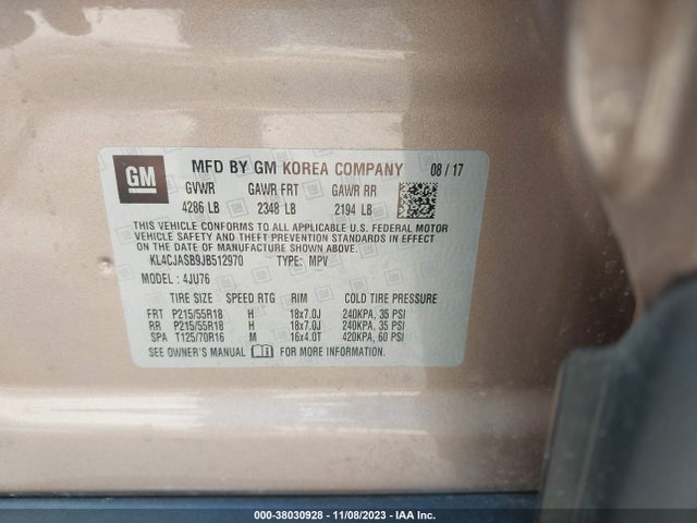2018 BUICK ENCORE PREFERRED VIN: KL4CJASB9JB512970
