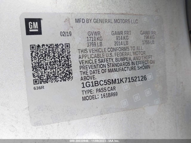 Chevrolet CRUZE LS 2019 1G1BC5SM1K7152126 Image 9