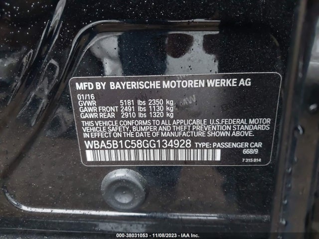 BMW 535i 2016 WBA5B1C58GG134928 Image 9