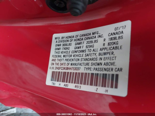 Honda CIVIC SI 2017 2HGFC3A58HH753037 Image 9