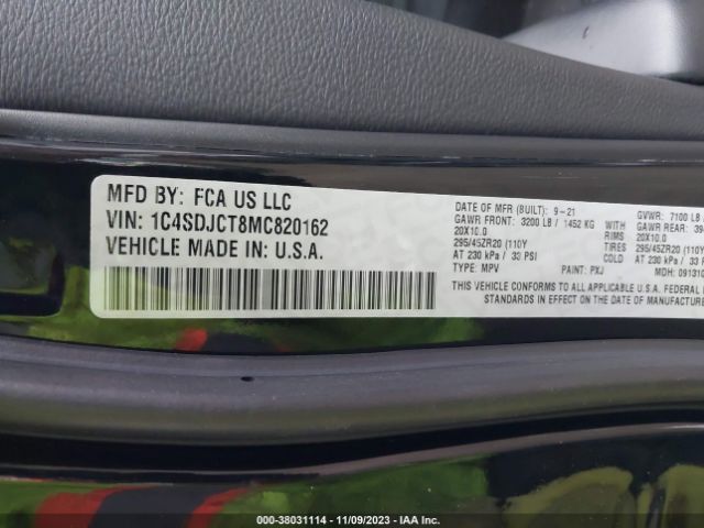 1C4SDJCT8MC820162 Dodge Durango R/t