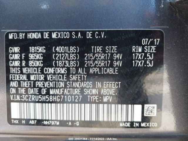 3CZRU5H58HG710127 Honda HR-V EX