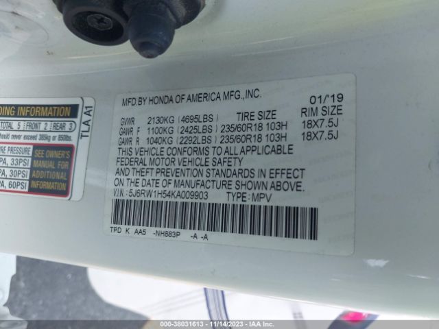 5J6RW1H54KA009903 Honda CR-V EX