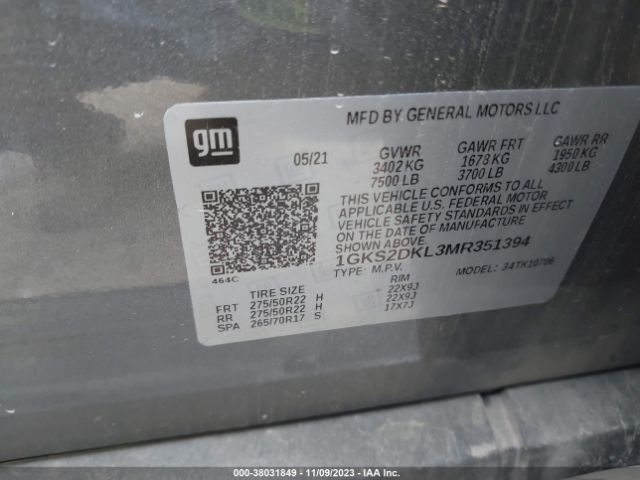 2021 GMC YUKON 1GKS2DKL3MR351394 Photo 8