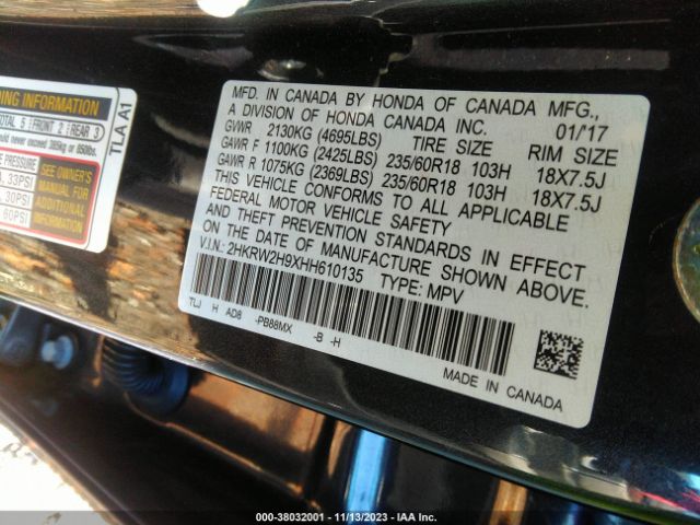 2HKRW2H9XHH610135 Honda Cr-v Touring