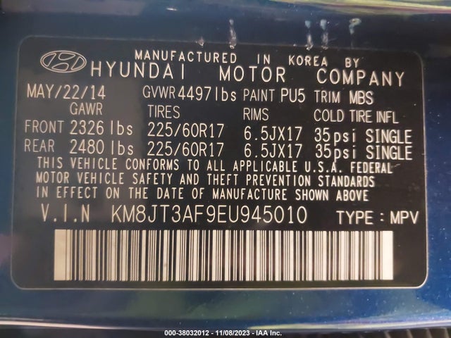 Hyundai TUCSON GLS 2014 KM8JT3AF9EU945010 Image 9