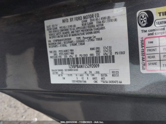 1ZVBP8AM1E5292009 Ford Mustang V6