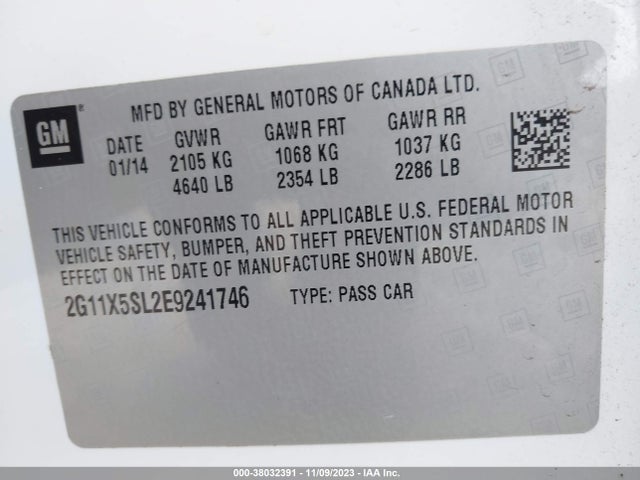Chevrolet Impala 1fl 2014 2G11X5SL2E9241746 Image 9