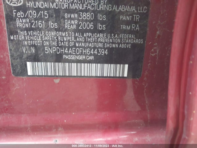 Hyundai ELANTRA SE 2015 5NPDH4AE0FH644394 Image 9