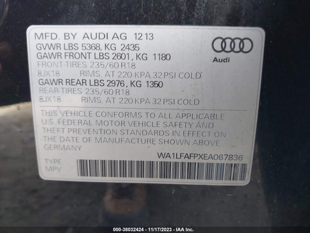 WA1LFAFPXEA067836 Audi Q5 2.0t Premium