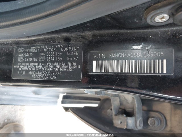 2011 HYUNDAI ACCENT GLS VIN: KMHCN4AC5BU539008