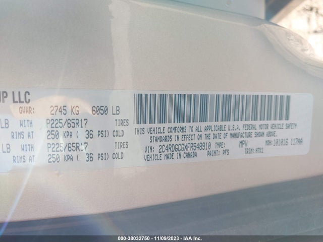 Dodge Grand Caravan Sxt 2015 2C4RDGCGXFR548910 Image 9