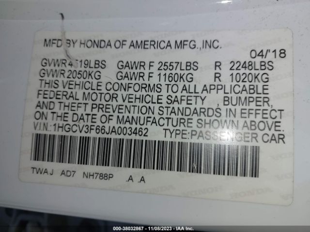 1HGCV3F66JADD3462 Honda Accord Hybrid Ex-l
