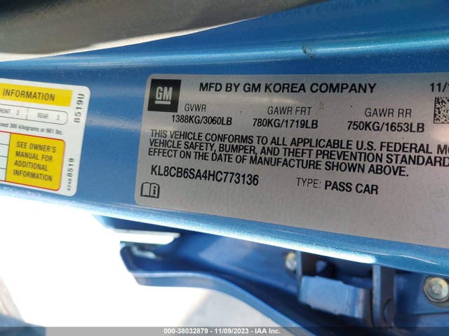 Chevrolet SPARK LS 2017 KL8CB6SA4HC773136 Image 9
