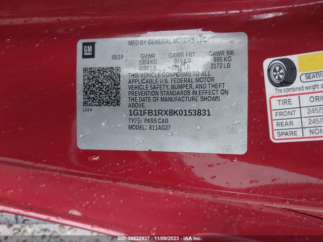 Chevrolet Camaro 1ls 2019 1G1FB1RX8K0153831 Image 9