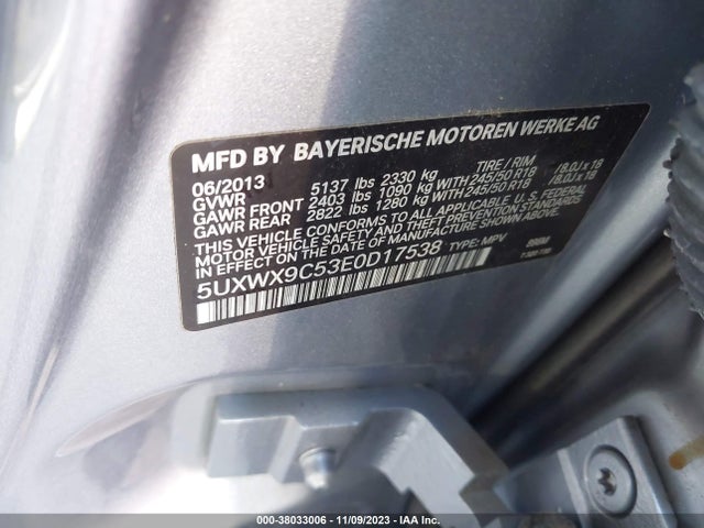 Продаж на аукціоні авто 2014 Bmw X3 Xdrive28i, vin: 5UXWX9C53E0D17538, номер лоту: 38033006