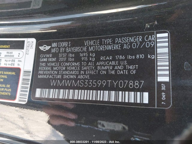 2009 MINI COOPER S WMWMS33599TY07887 Photo 8