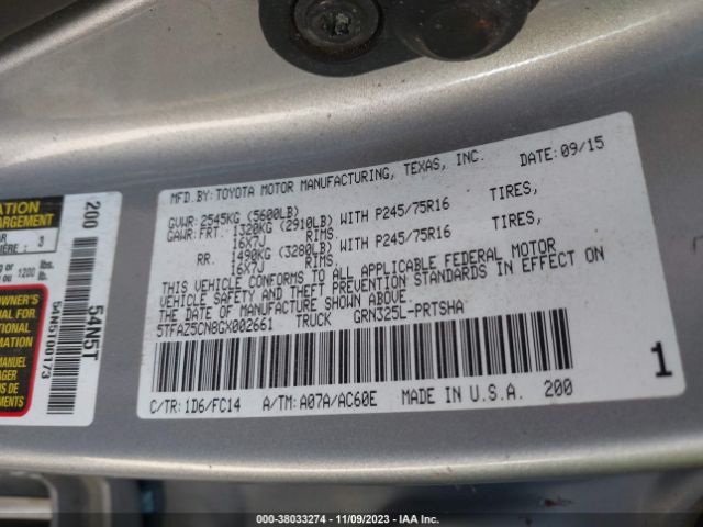5TFAZ5CN8GX002661 Toyota Tacoma Sr5 V6