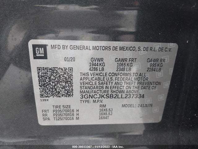 Chevrolet Trax Fwd Ls 2020 3GNCJKSB2LL237334 Image 9