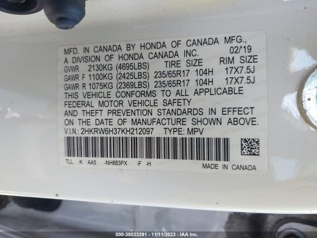 Honda CR-V LX 2019 2HKRW6H37KH212097 Image 9