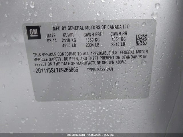 Chevrolet IMPALA 1LT 2014 2G1115SL7E9265865 Image 9