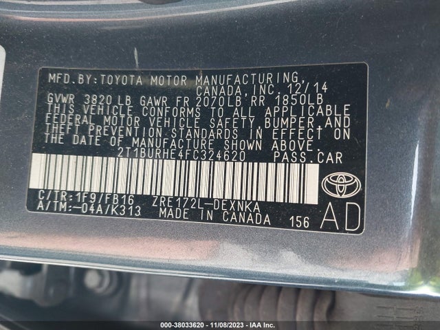 Toyota Corolla Le Plus 2015 2T1BURHE4FC324620 Image 9