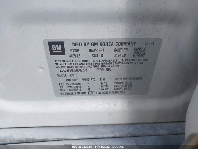 2014 BUICK ENCORE CONVENIENCE VIN: KL4CJFSB3EB687203