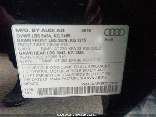WA1CNAFY6K2128858 Audi Q5 Prestige